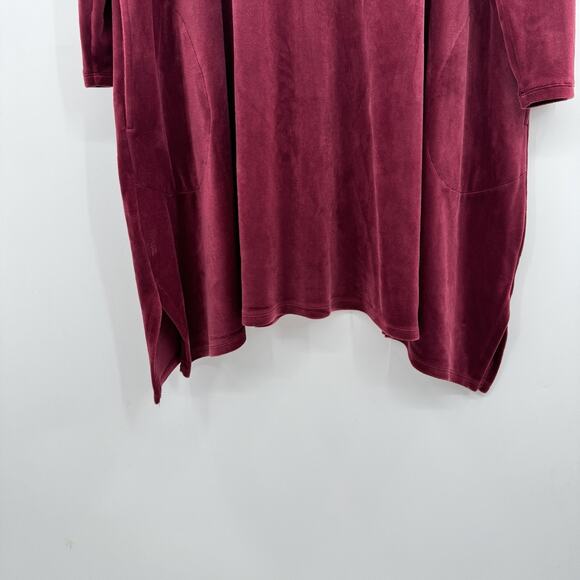 J. Jill purejill Velour Shift Dress Sz XL Burgundy Pockets Modest Mature Classic - Picture 7 of 12